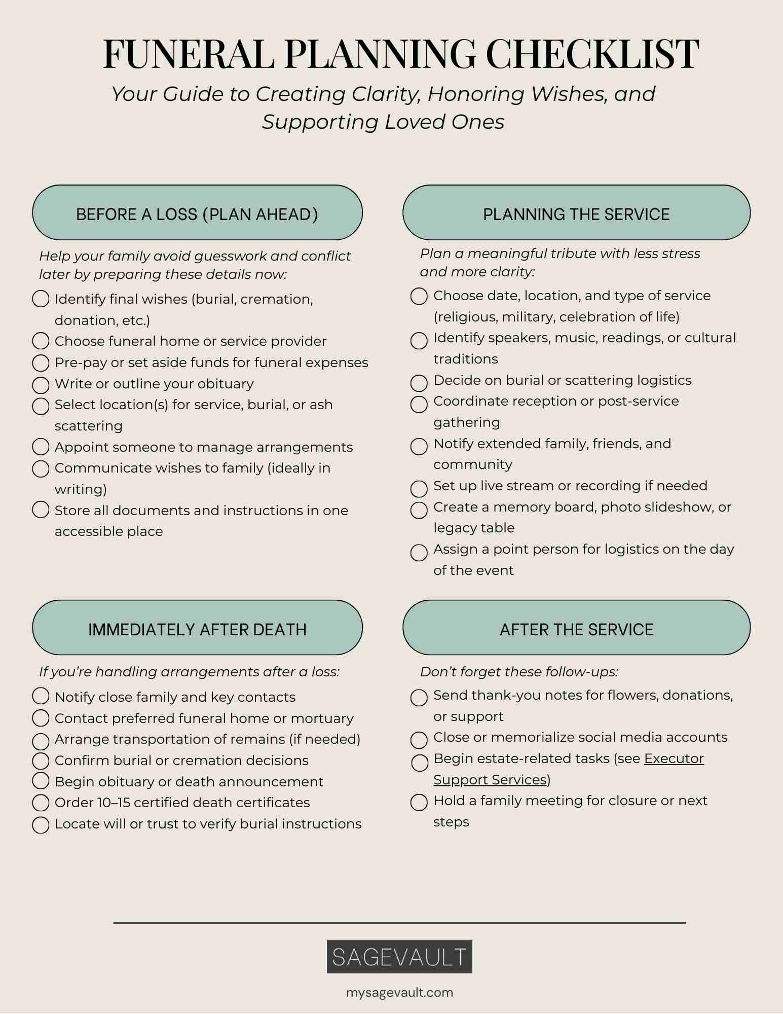 Funeral Planning Checklist