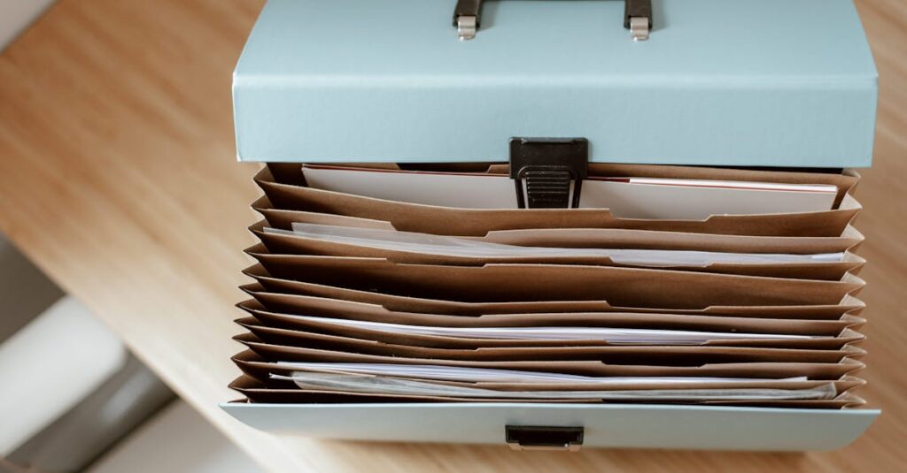 importance of estate planning - file storage folder on wooden table